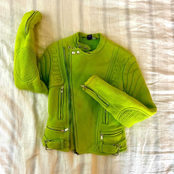 Ralph Lauren Purple Label lime Green Shearling Jacket. Size 4. - Picture 2 of 16